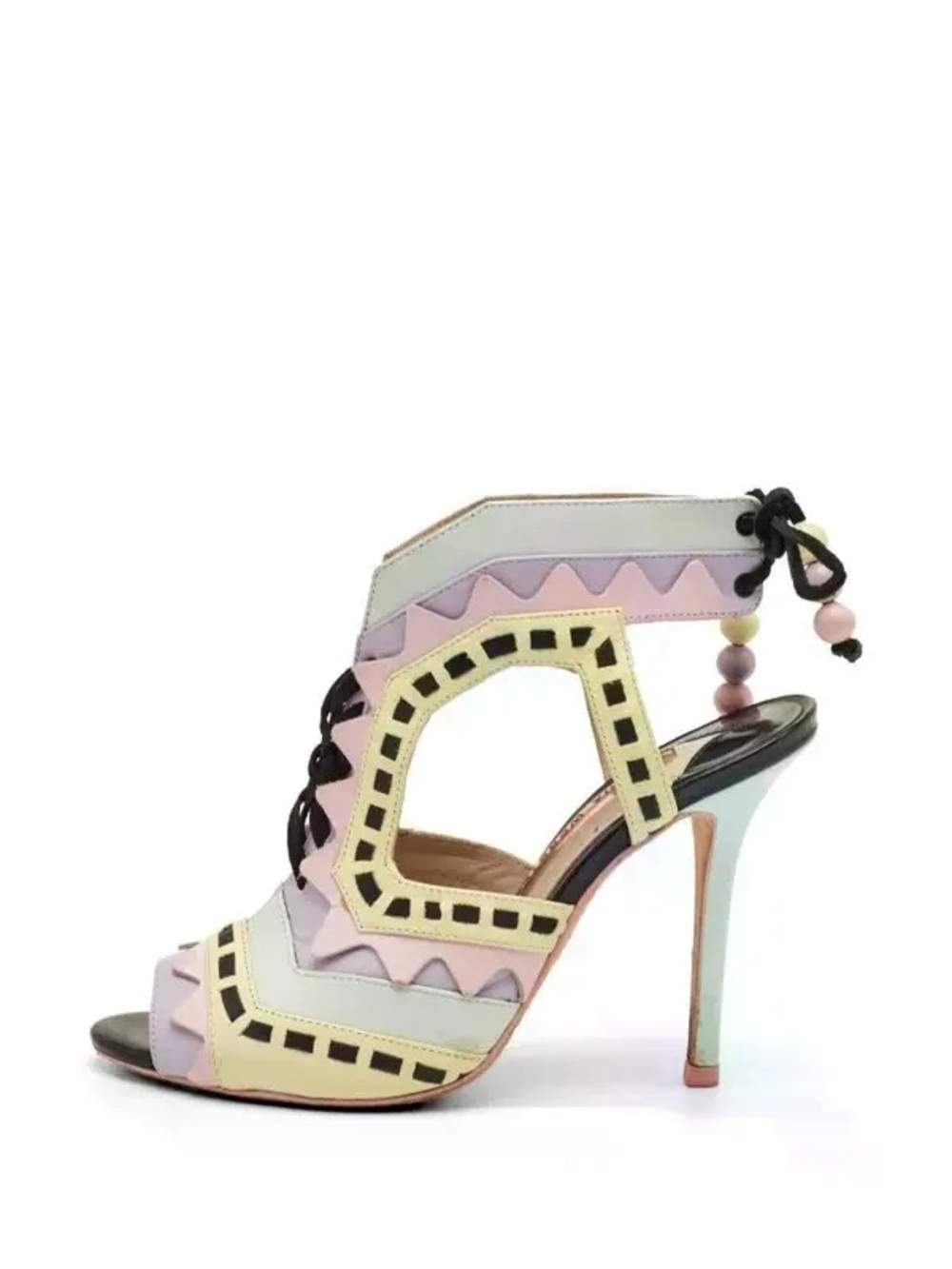 Sophia Webster Riko Leather Pastel Multicolor CutOut LaceUp Heels EU 36.5 US 6.5